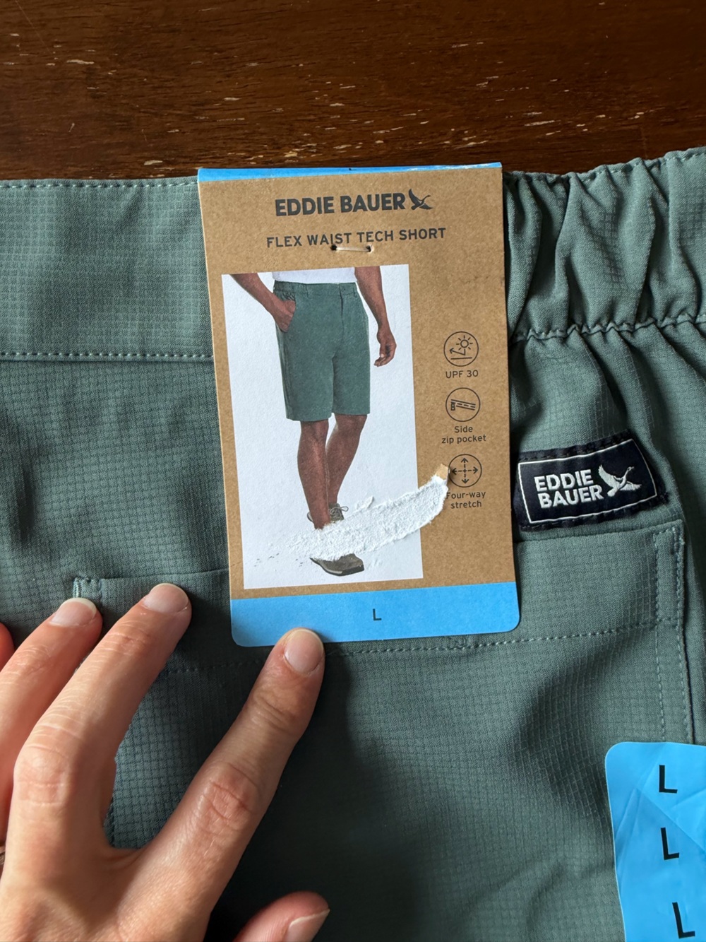 NWT Eddie Bauer Men's Shorts in Sage Green, size L - Picture 4 of 4